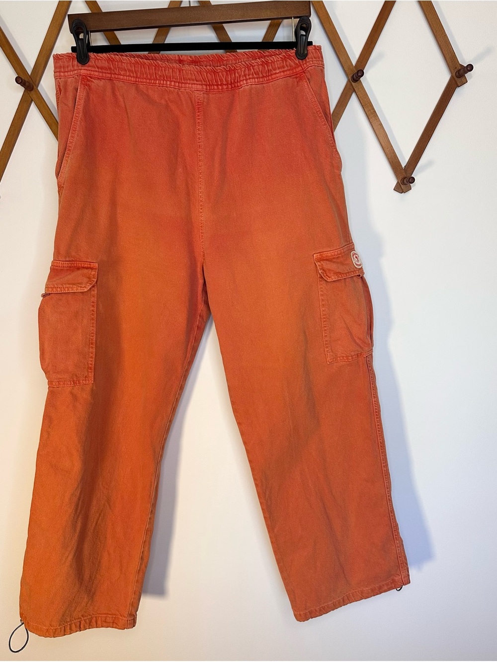 Damson Madder Orange Cotton Twill Cargo Pants Adjustable Hem Men’s XXL